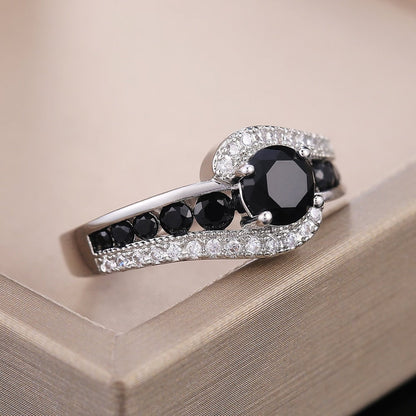 "Black Velvet" Women's Black Spinel Ring