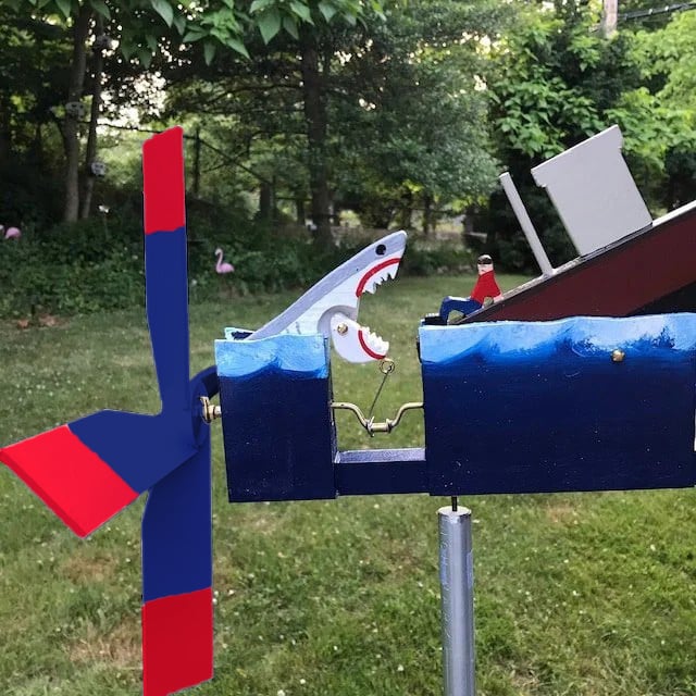 Last Day 60% OFF -Wooden JAWS Disaster Whirligig - Funny Garden Decor