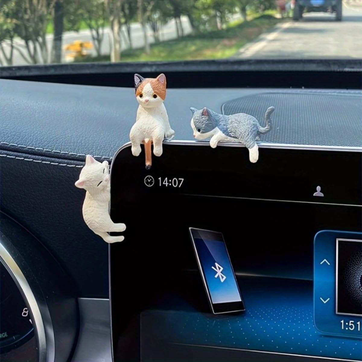 Cute Cat-Themed Car Decoration Set