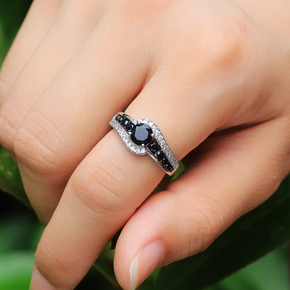 "Black Velvet" Women's Black Spinel Ring