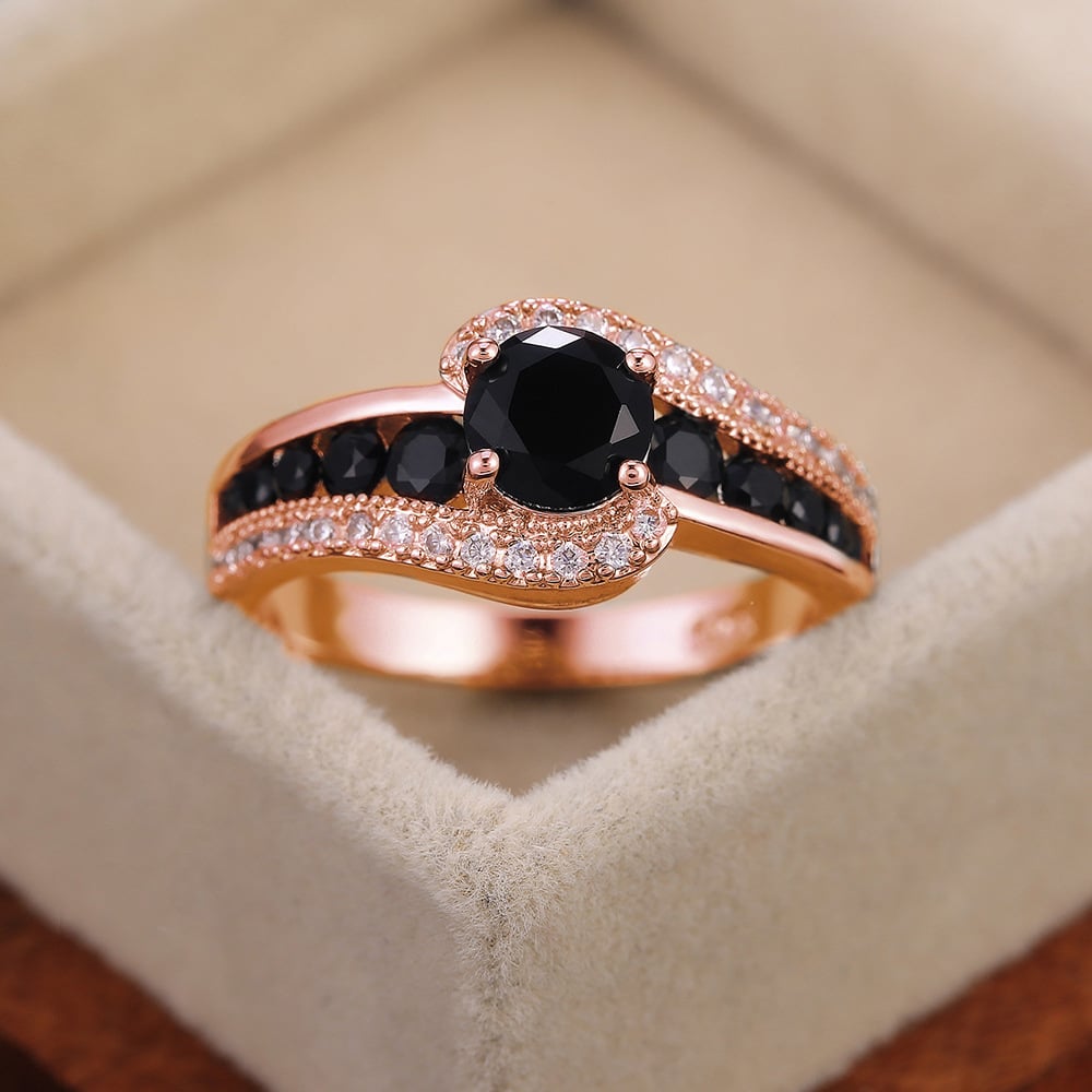 "Black Velvet" Women's Black Spinel Ring