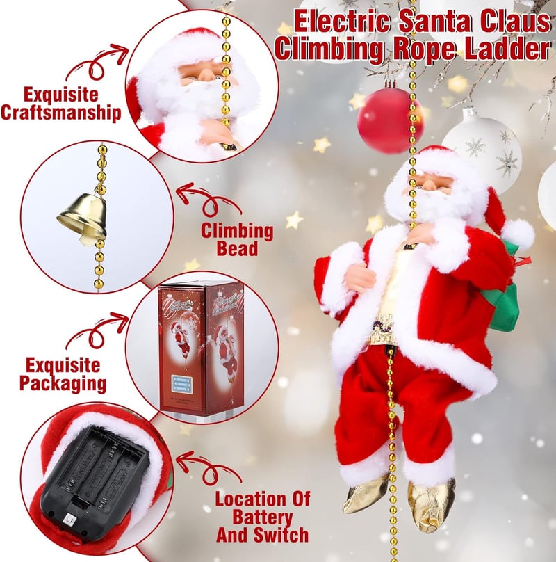 (🔥2024 BEST GIFT TO FAMILY🔥)Electric Climbing Santa Claus Musical Toys