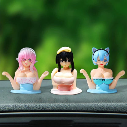 JiggleChic Anime Hot Spring Bobblehead Dashboard Decoration
