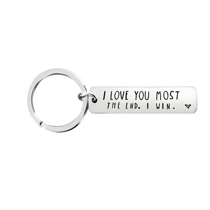 "I Love You More The End I Win" Funny Christmas Gift Keychain