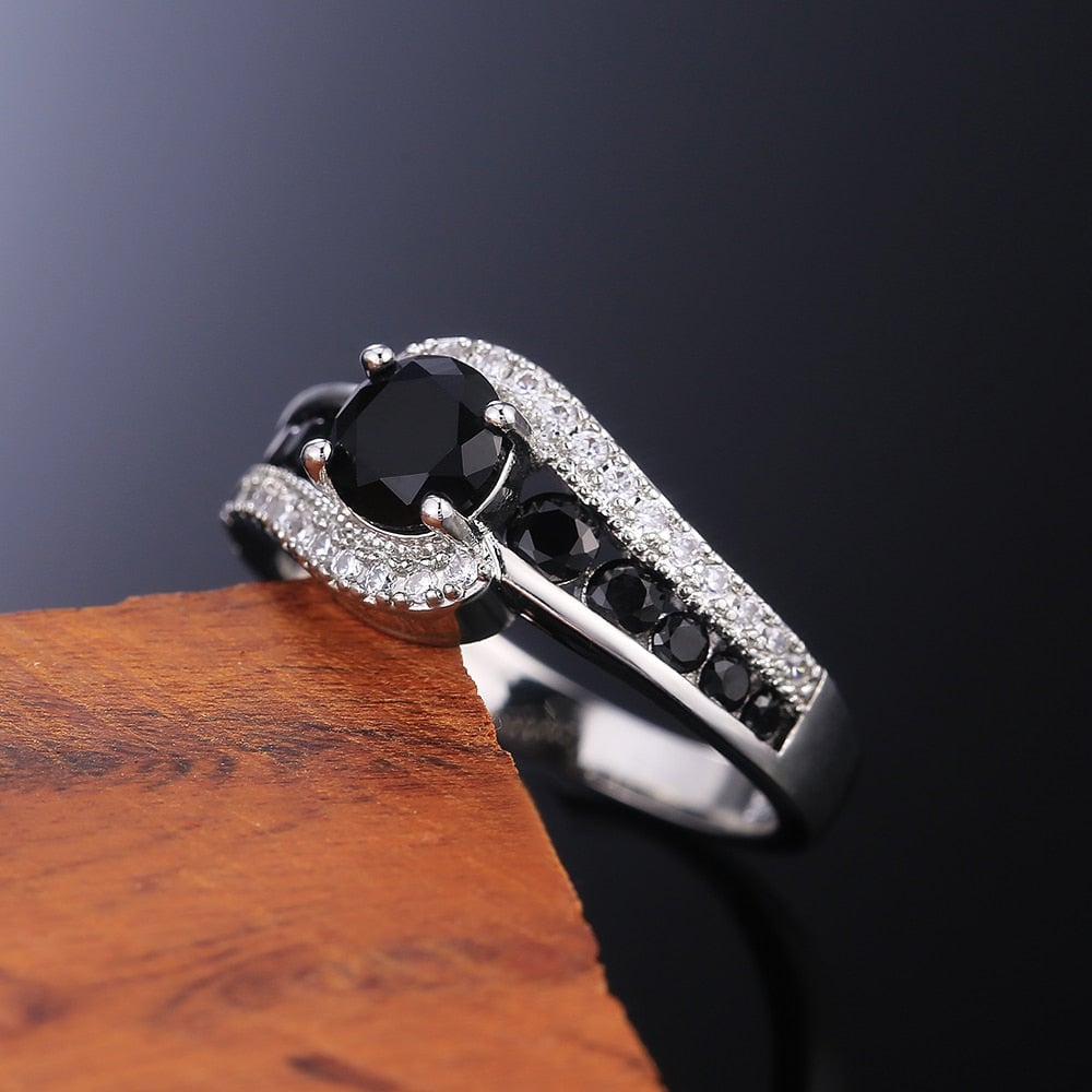 "Black Velvet" Women's Black Spinel Ring